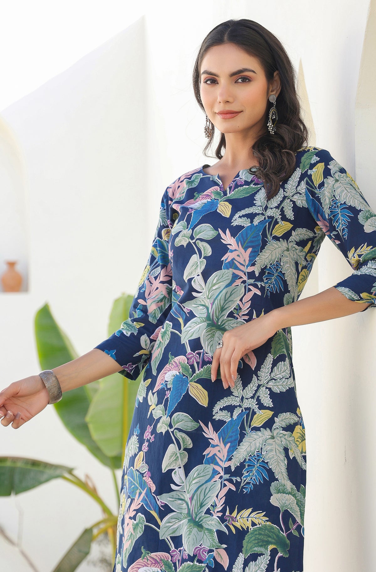 Navy Blue Printed Cotton Co-Ords - Set of 2