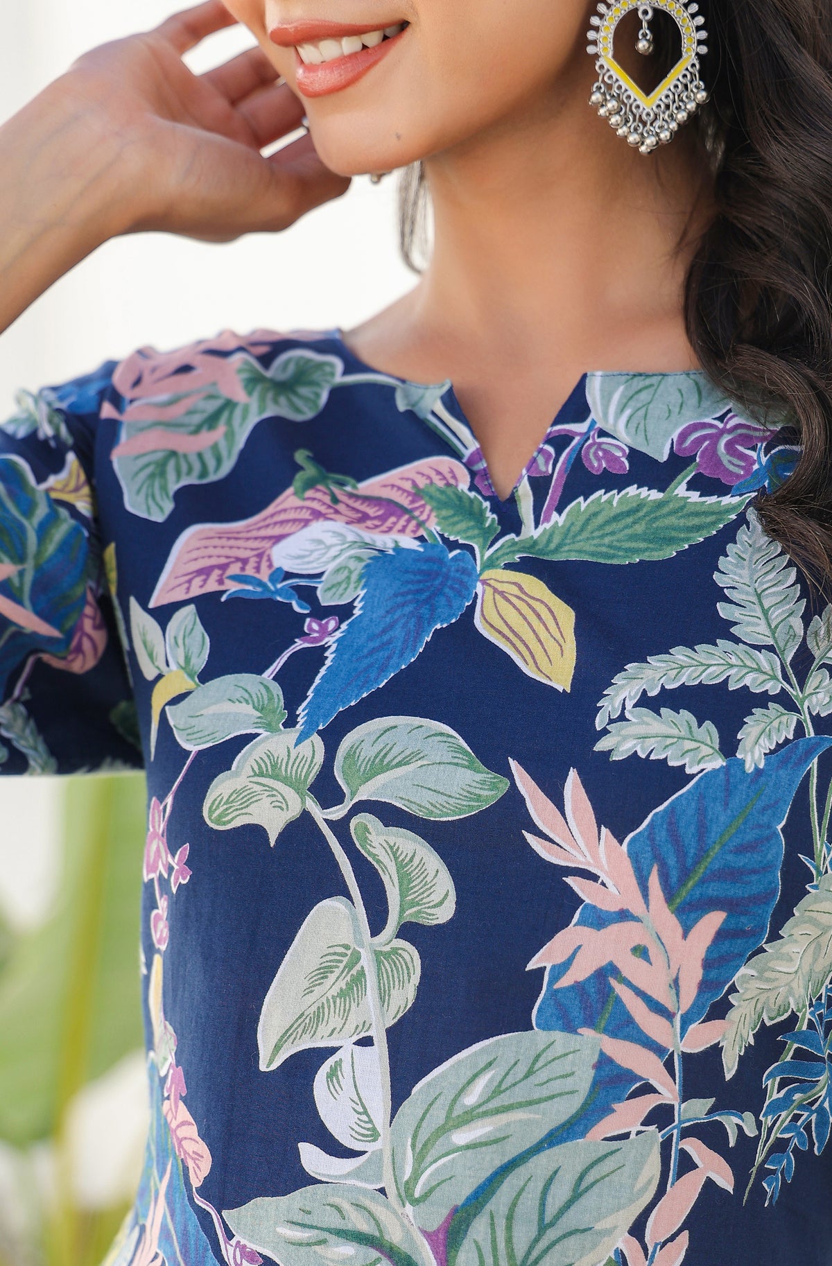 Navy Blue Printed Cotton Co-Ords - Set of 2