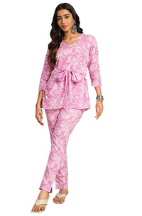 Lavender Printed Cotton Co-Ords - Set of 2