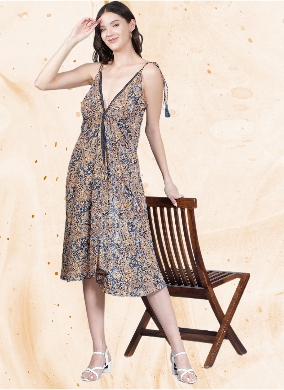 Women Brown Midi A-line Dress