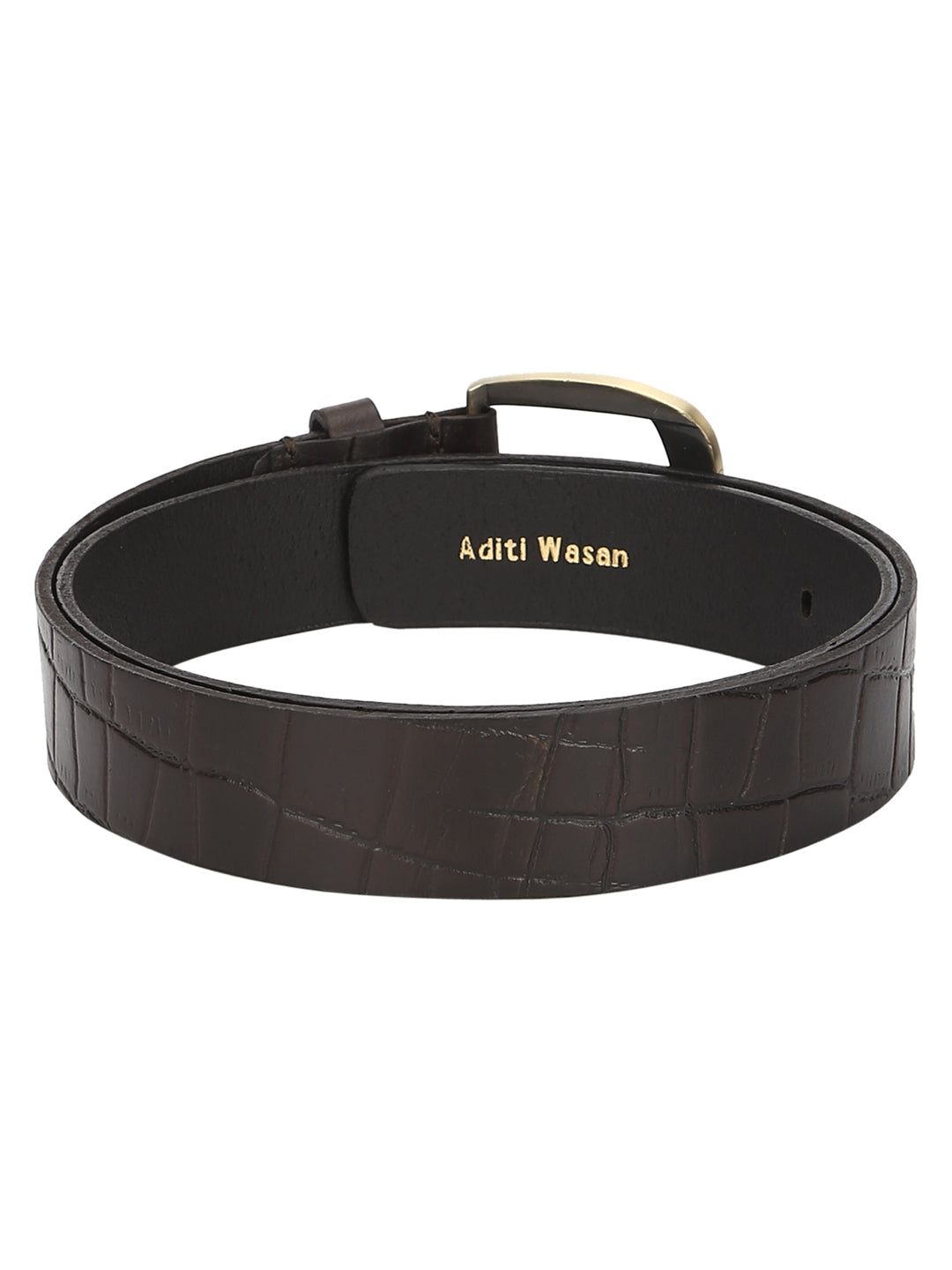 Brown Croco Pattern Embossed Belt