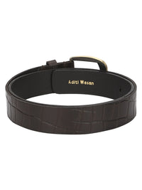 Brown Croco Pattern Embossed Belt