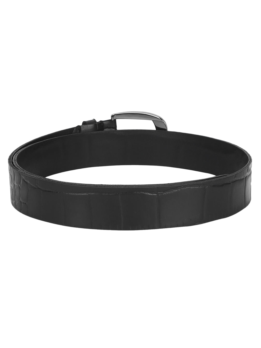 Black Croc Pattern Embossed Belt