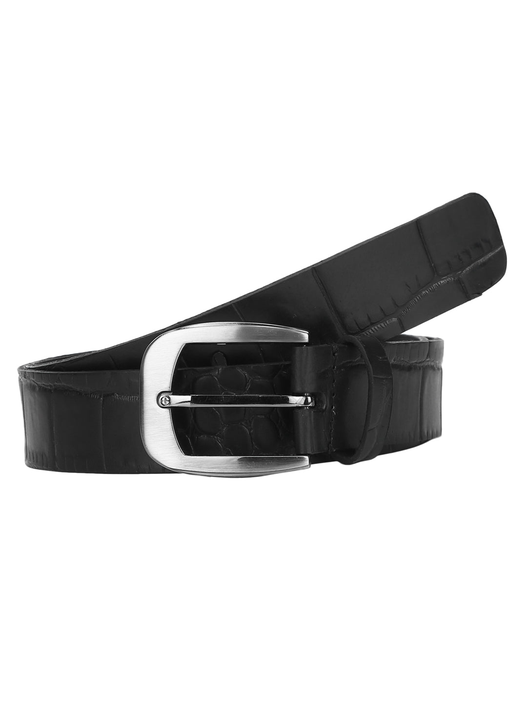 Black Croc Pattern Embossed Belt