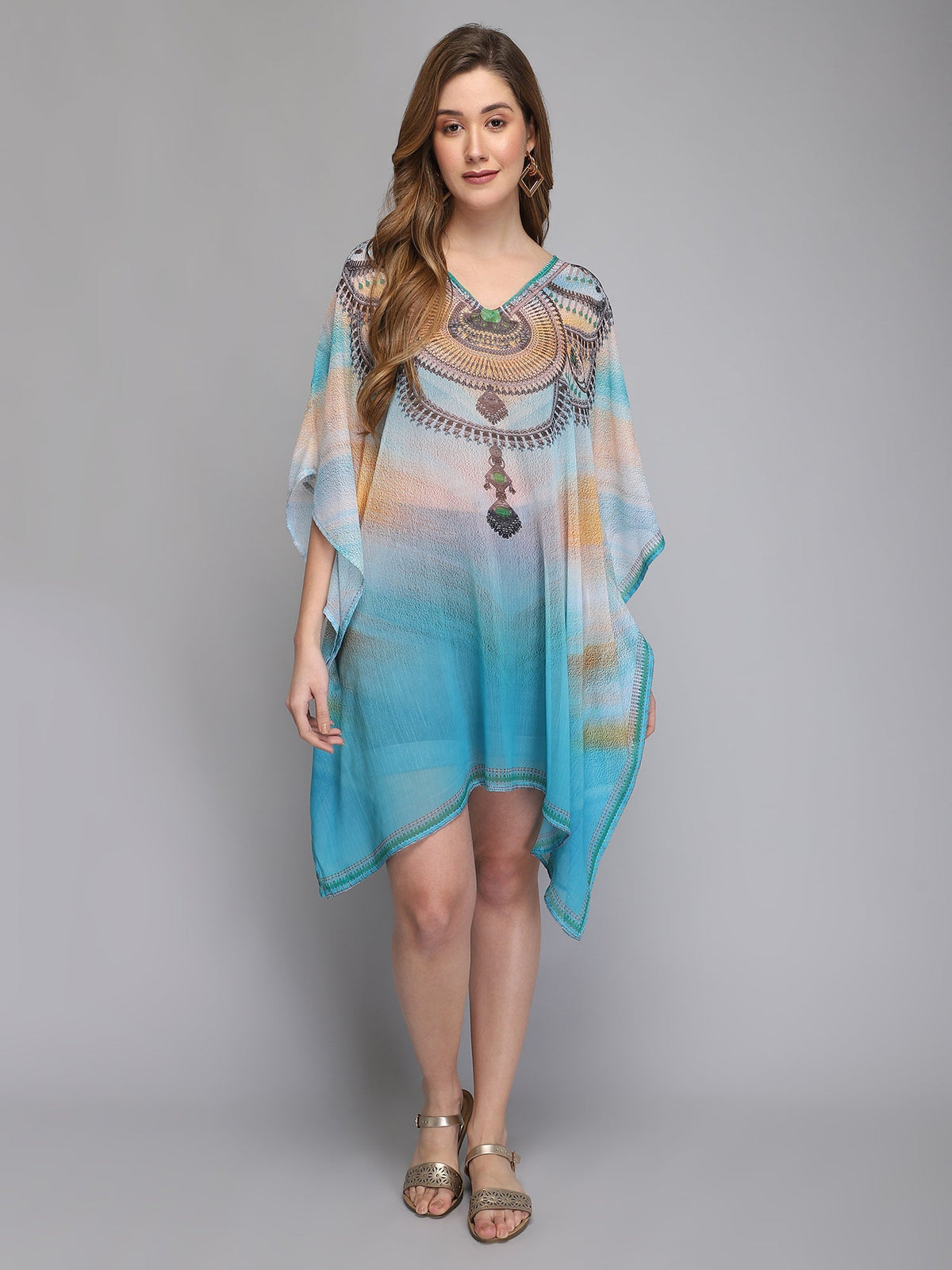 Blue polyester kaftan Aditi Wasan