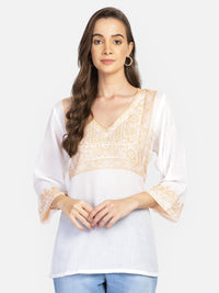 Embroidered white cotton tunic Aditi Wasan