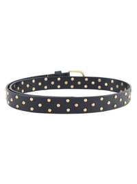 Black Genuine Leather Studded Women's Belt
