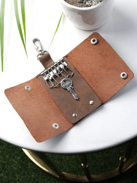 vintage brown genuine leather keyholder