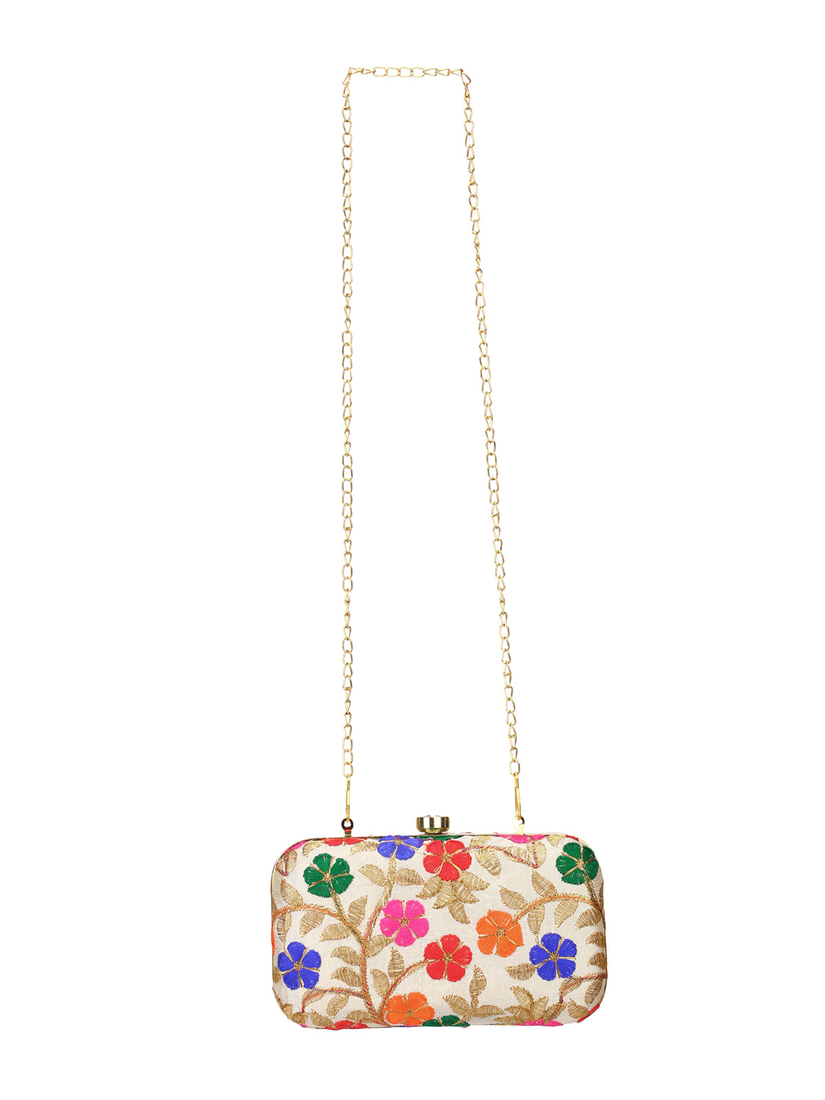 Beige embroidered box clutch Aditi Wasan