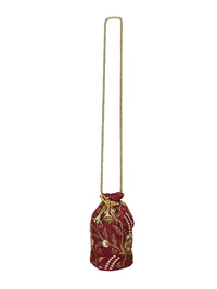 Embroidered Handcrafted Red Potli Bag Aditi Wasan