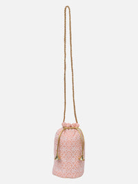 Peach Embroidered Potli Bag Aditi Wasan
