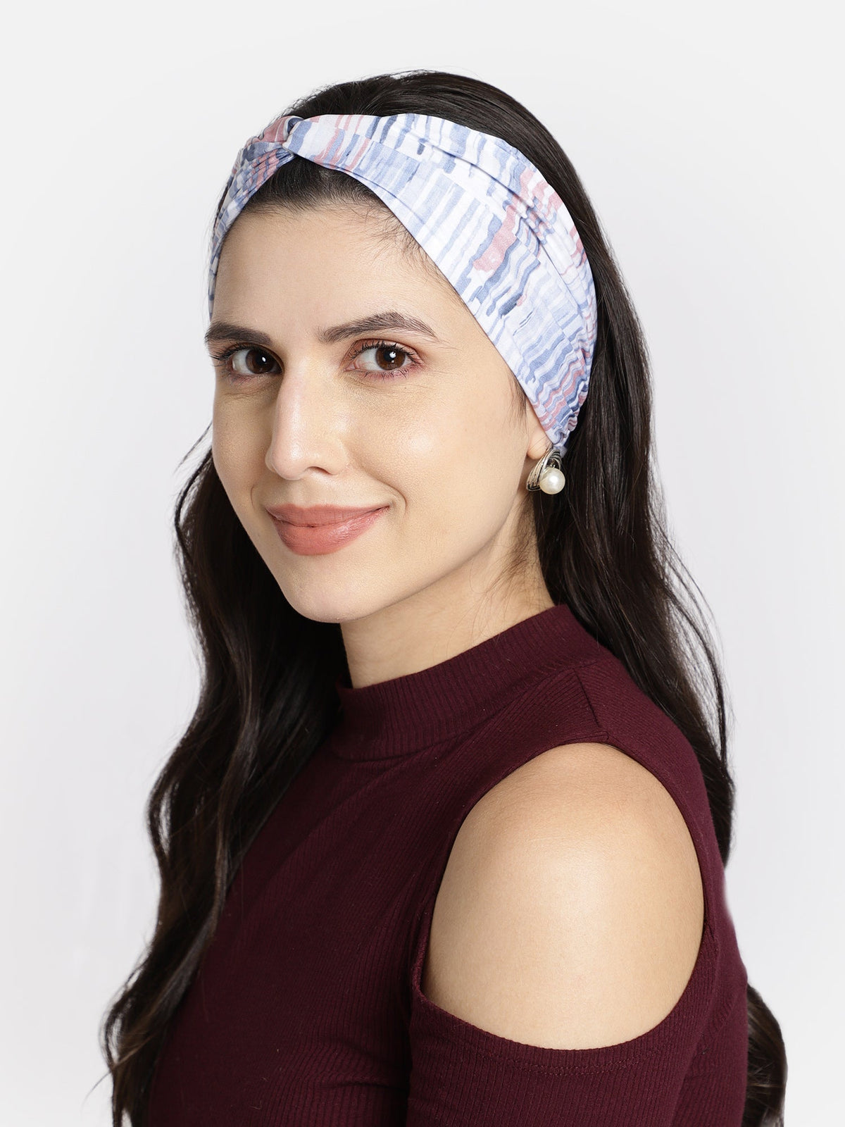 White Printed Headband - Aditi Wasan