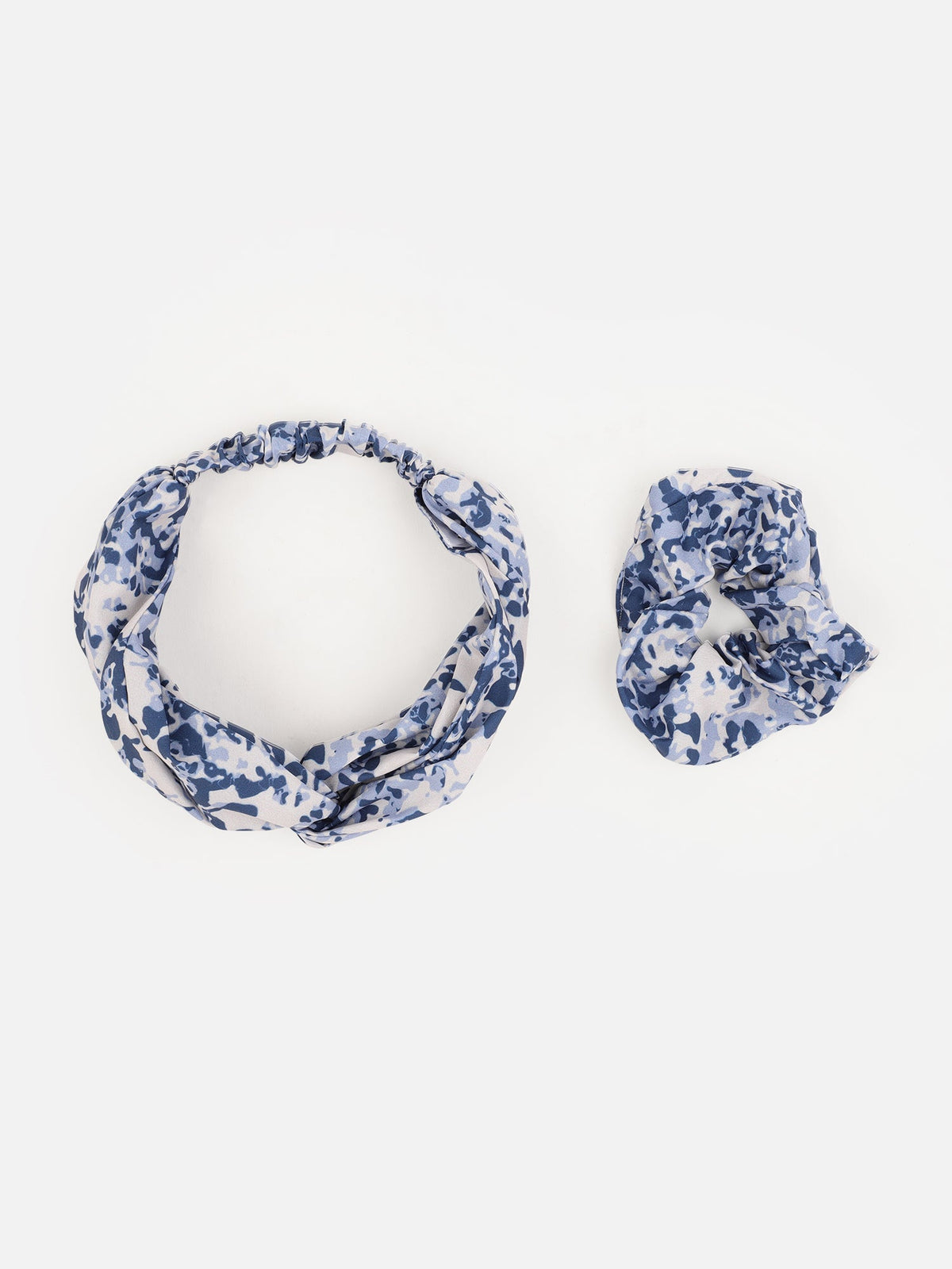 Off White Color Printed Headband and Scrunchy Aditi Wasan
