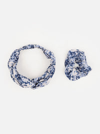 Off White Color Printed Headband and Scrunchy Aditi Wasan