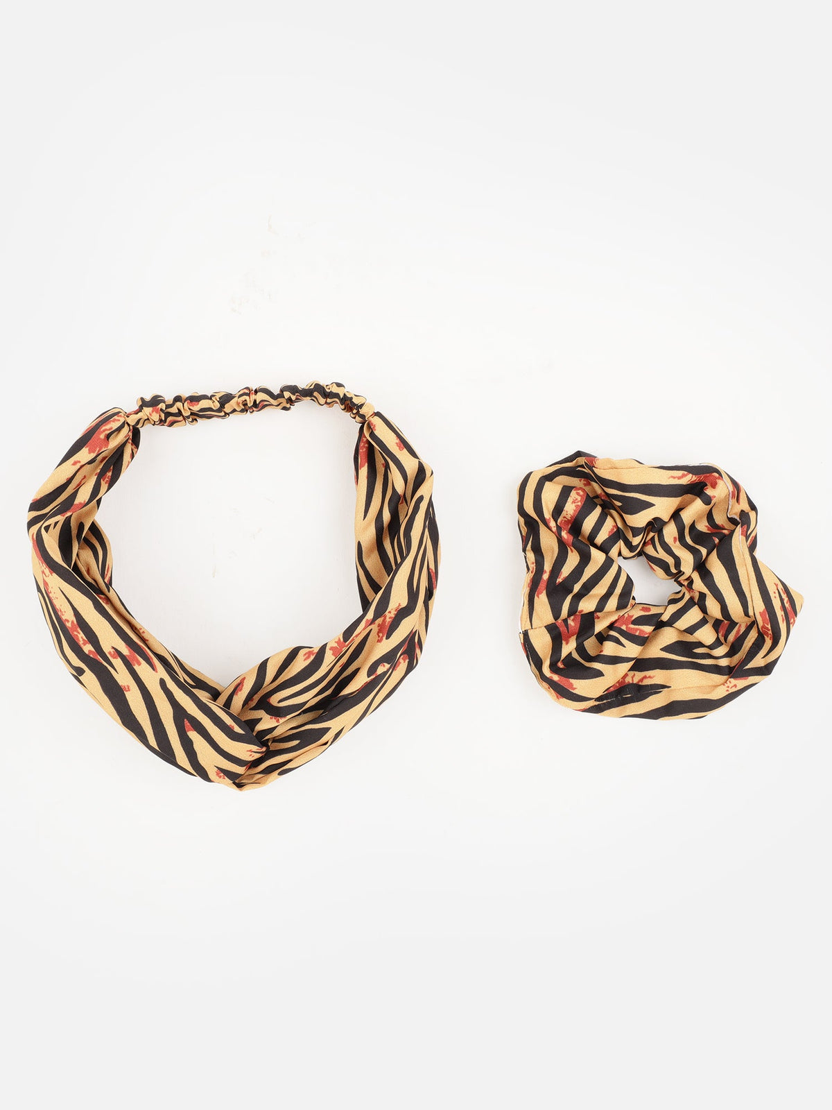 Yellow Color Printed Headband and Scrunchy - Aditi Wasan