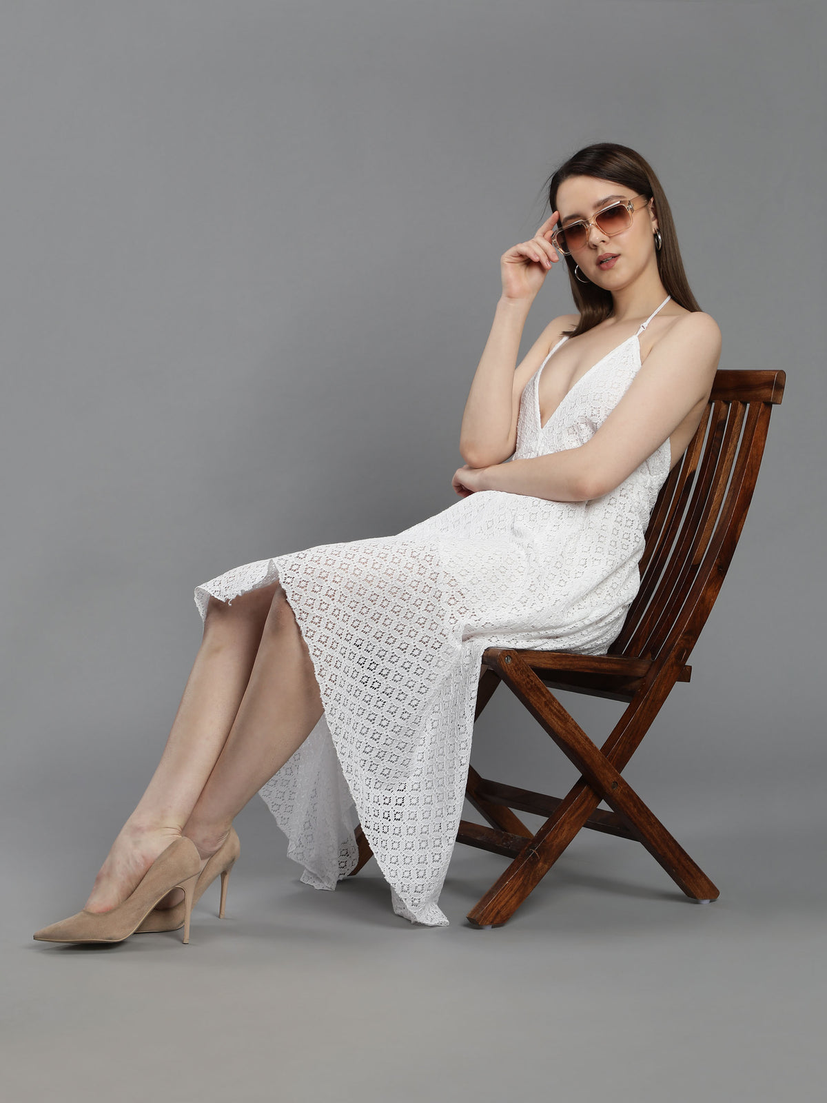 White Lace Long Beachwear Dress Aditi Wasan