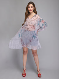 White printed polyester kaftan - Aditi Wasan