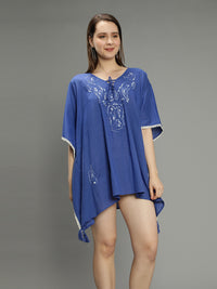 Blue hand-embroidered kaftan Aditi Wasan