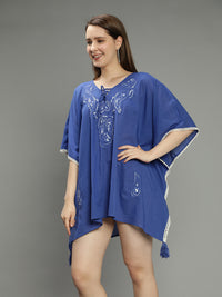 Blue hand-embroidered kaftan Aditi Wasan