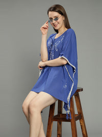 Blue hand-embroidered kaftan Aditi Wasan