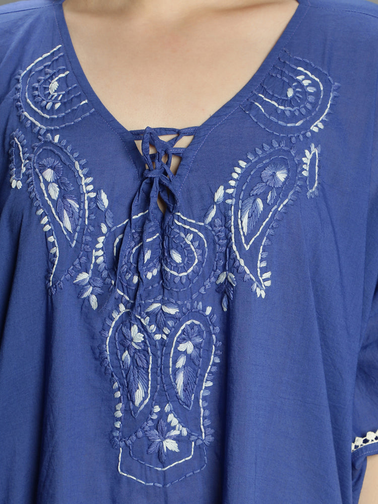 Blue hand-embroidered kaftan Aditi Wasan
