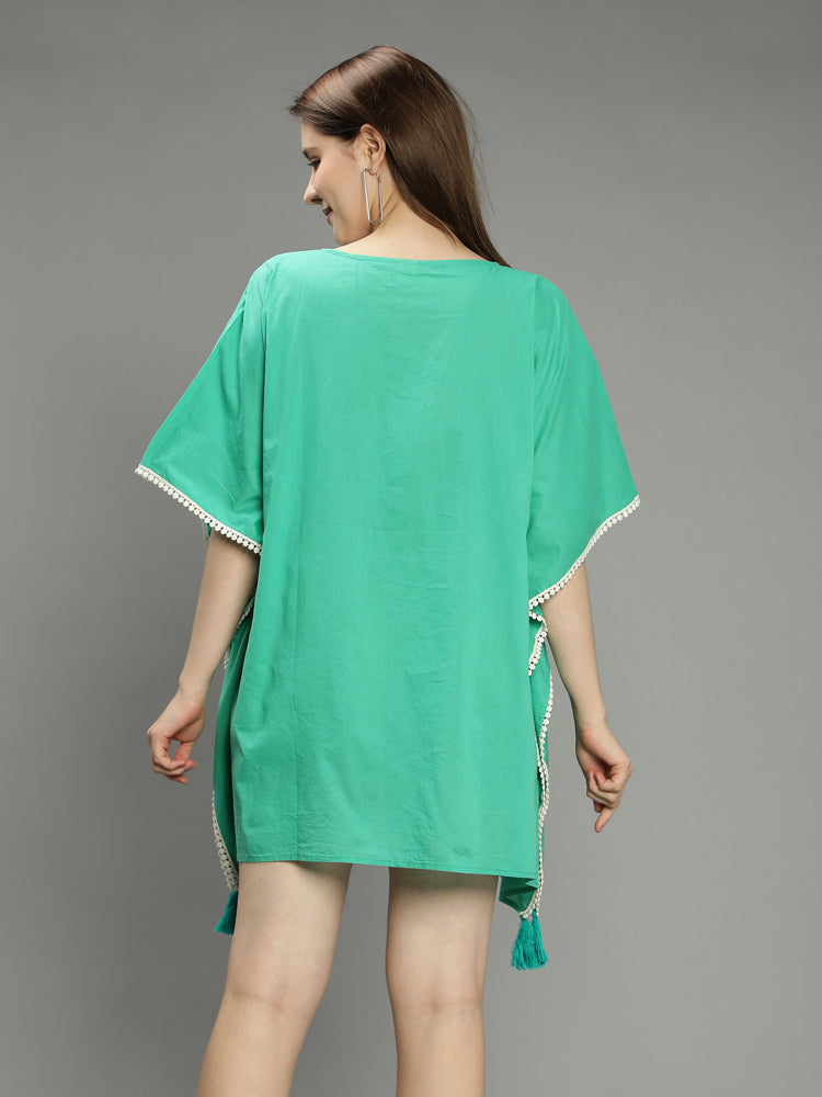 Green hand-embroidered kaftan Aditi Wasan