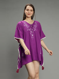 Purple hand-embroidered kaftan - Aditi Wasan