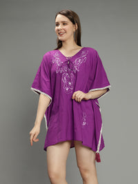 Purple hand-embroidered kaftan - Aditi Wasan