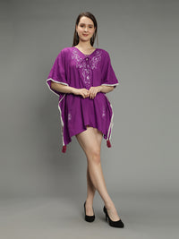 Purple hand-embroidered kaftan - Aditi Wasan