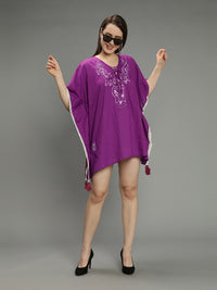 Purple hand-embroidered kaftan - Aditi Wasan