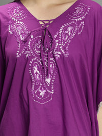 Purple hand-embroidered kaftan - Aditi Wasan
