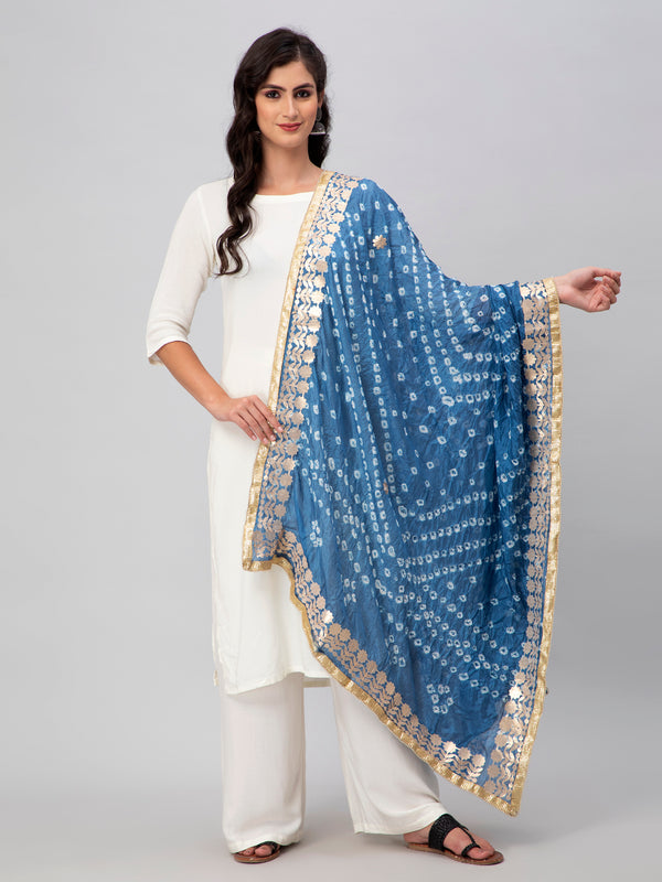 Aqua Bandhani Silk Blend Dupatta