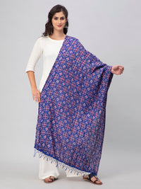 Blue Printed Silk Blend Dupatta