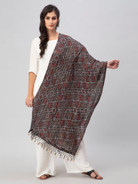 Black Printed Silk Blend Dupatta