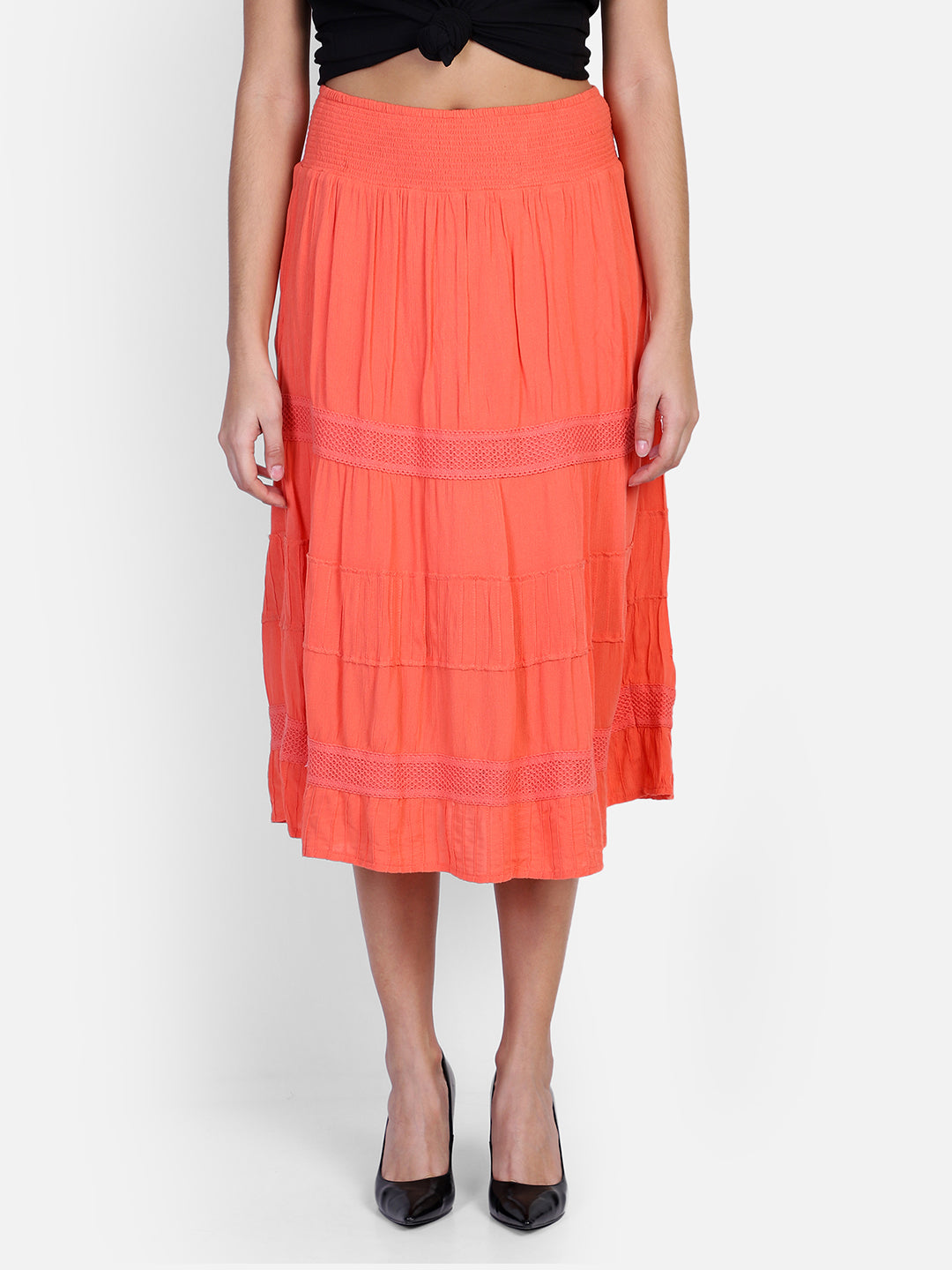 Peach Midi Skirt Aditi Wasan