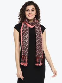 Pink and Black Jacquard Viscose Women's Stole Aditi Wasan