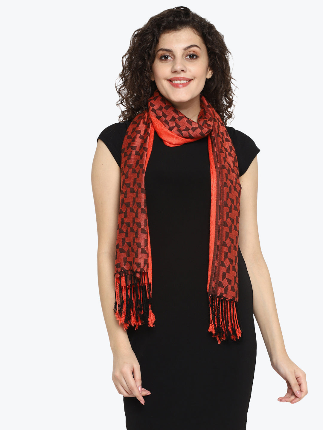 Orange Jacquard Viscose Women's Stole Aditi Wasan