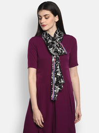 White and Black Printed Women's Stole Aditi Wasan