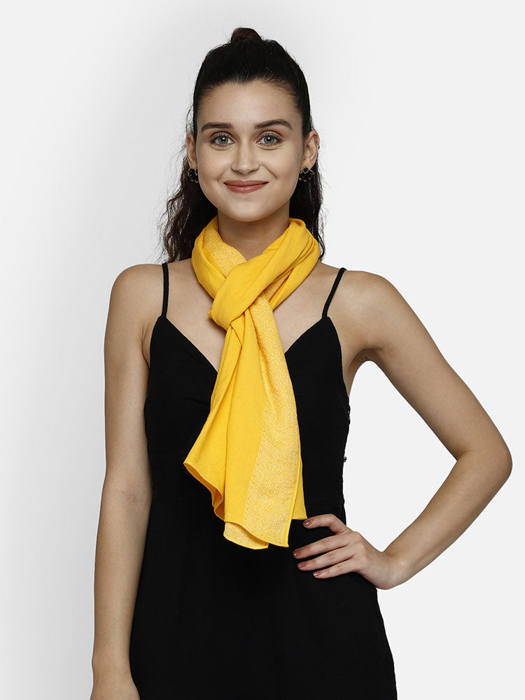 yellow_viscose_stole_with_jacquard_border_and_hem_stitched_with_nice_soft_feel_and_touch