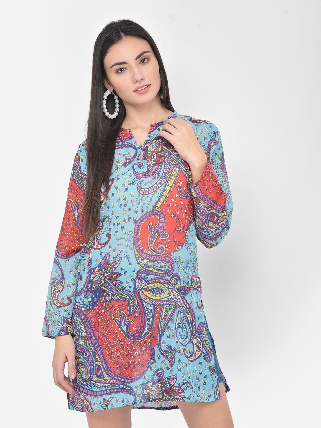 Blue printed cotton tunic Aditi Wasan