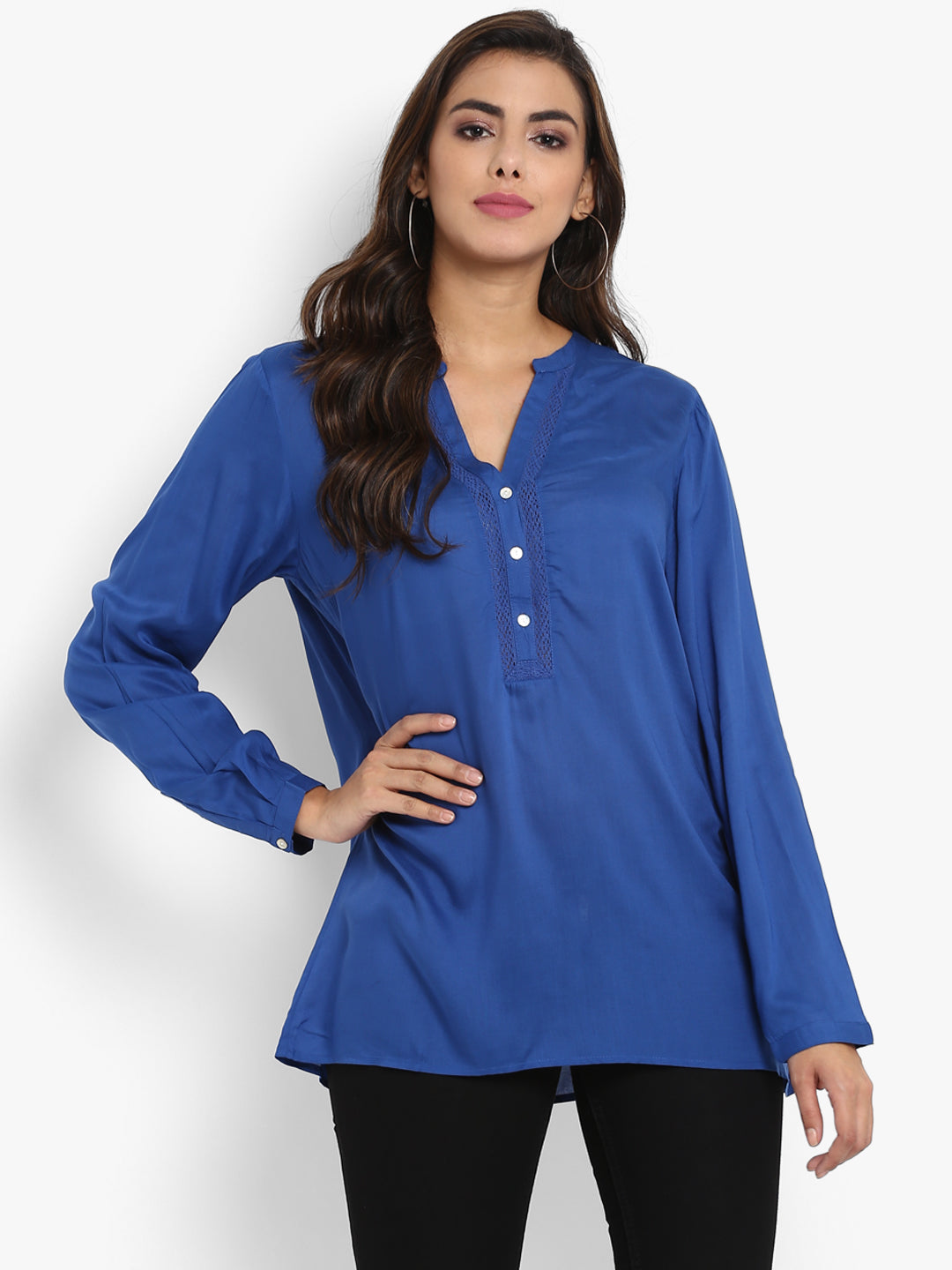 Blue viscose rayon tunic top Aditi Wasan