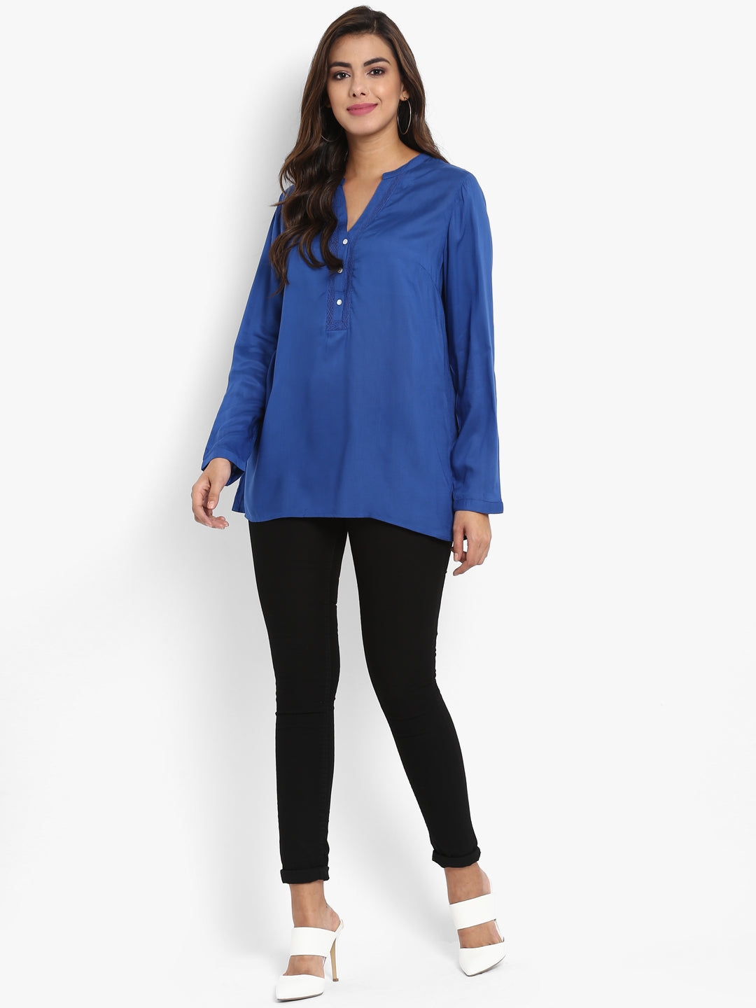 Blue viscose rayon tunic top Aditi Wasan