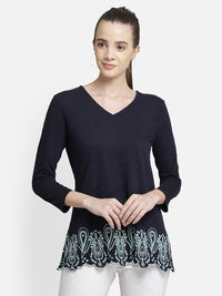 Textured Navy Blue Top Aditi Wasan