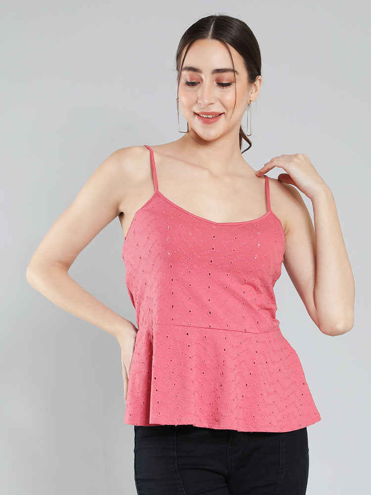 Aditi Wasan pink schiflli linen blend top