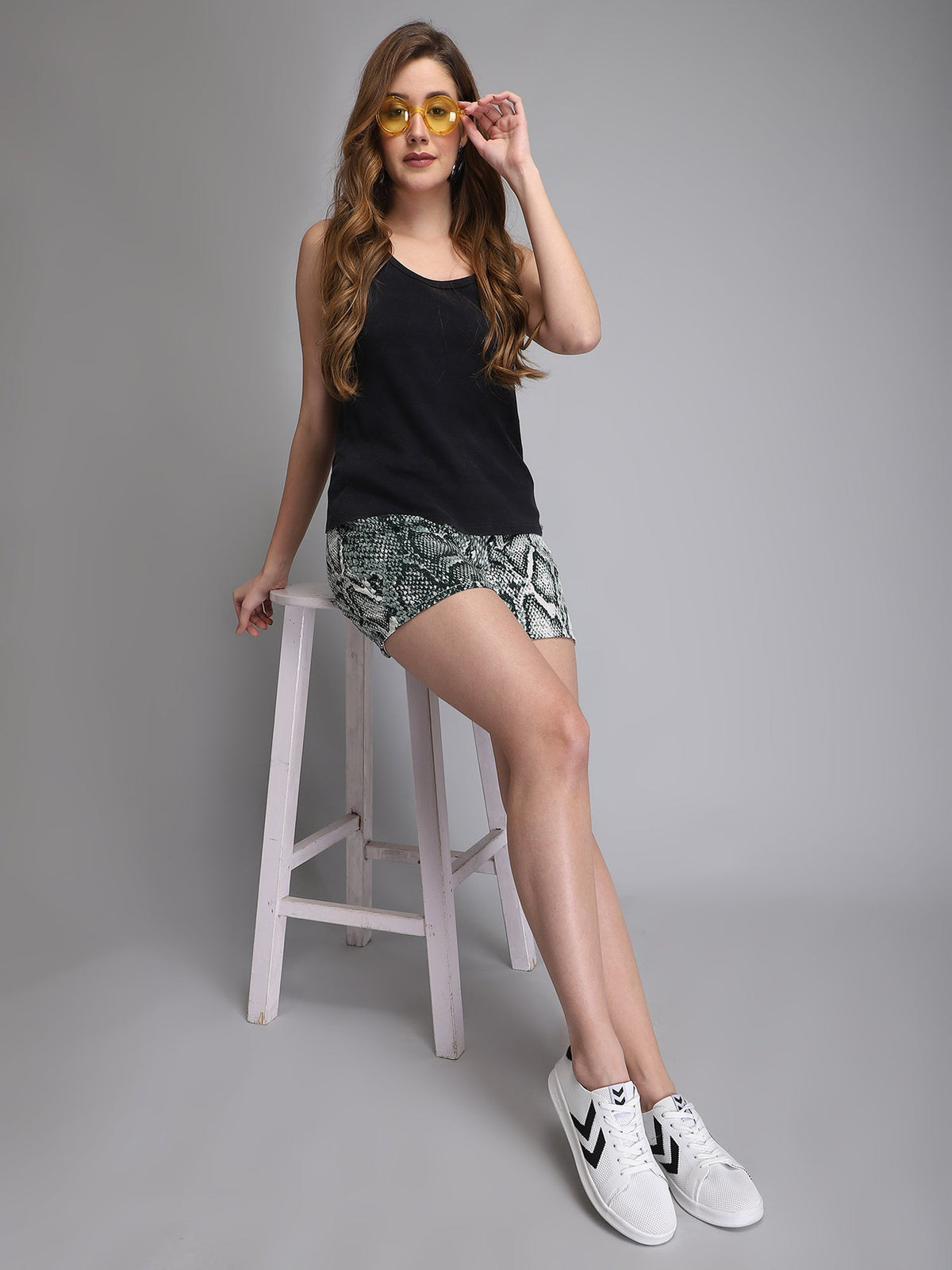 Animal Printed Polyester Fabric Shorts Aditi Wasan