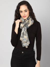 Off white woolen printed stole Aditi Wasan