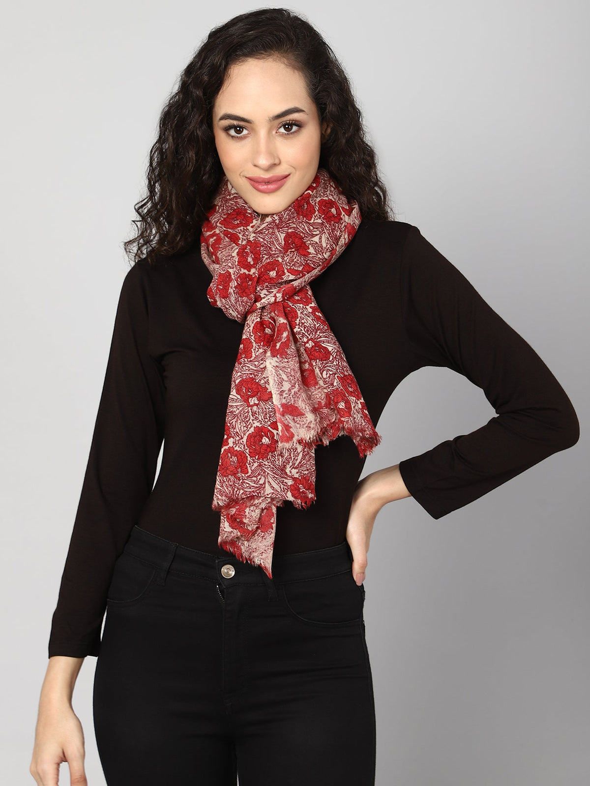 Floral Printed Woolen Women's Stole Aditi Wasan