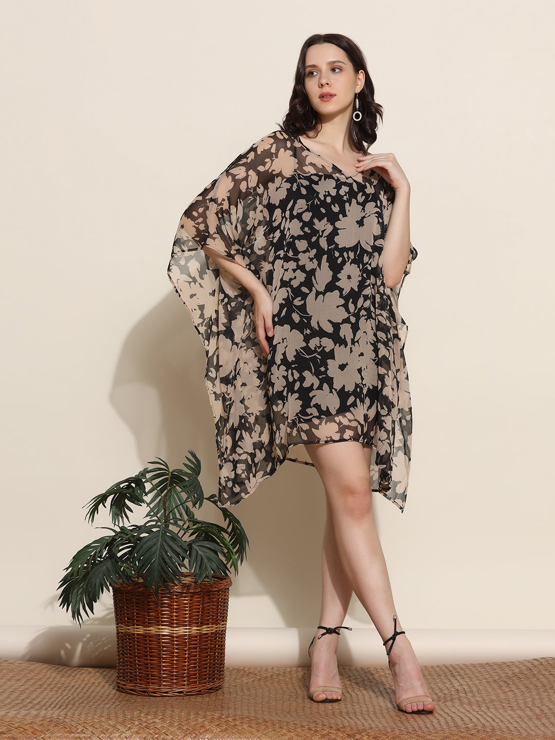 Women Black Printed Kaftan