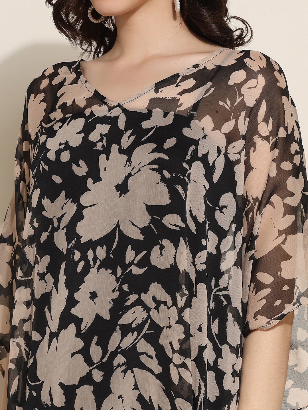 Women Black Printed Kaftan