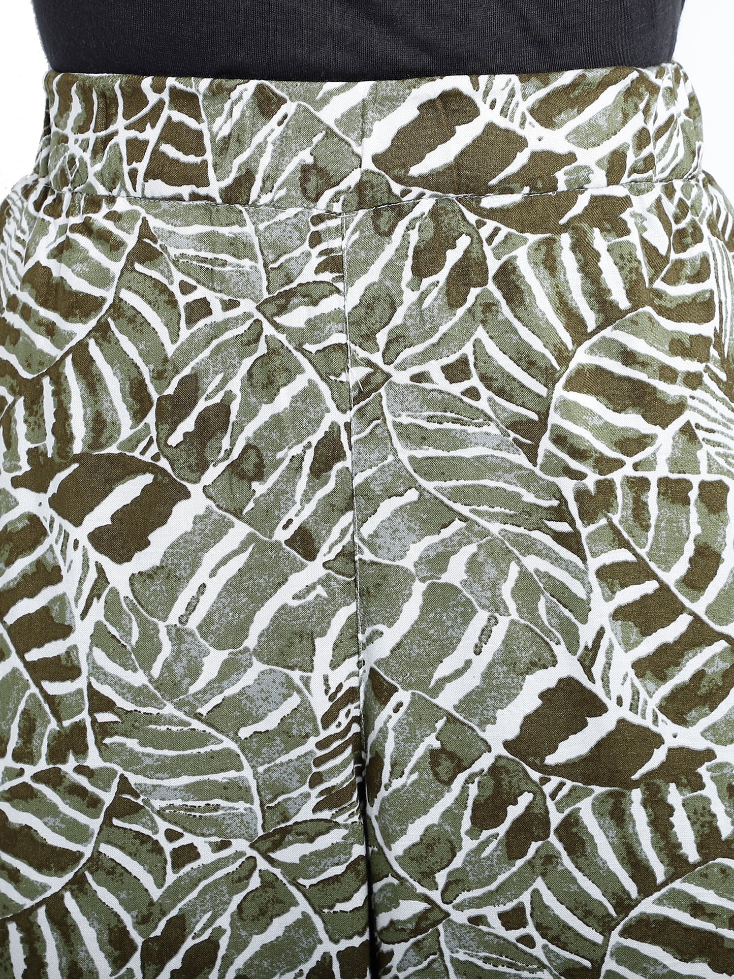 Green tropical print palazzo pant